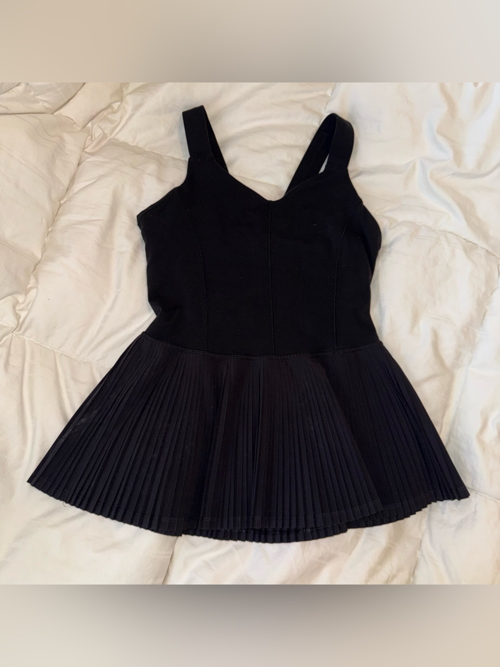 LULULEMON Black Pleated Peplum Hem Tank